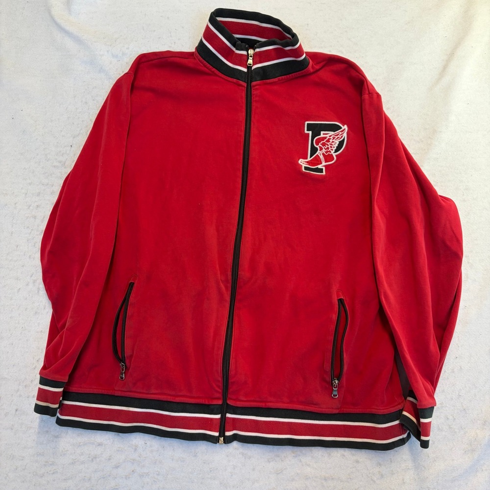 Polo Ralph Lauren Track Jacket Mens XXL Red Winged Foot P-Wing Full Zip Striped